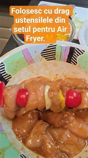 Frigărui de pui rumenite în Air Fryer.🍢🧡🍗