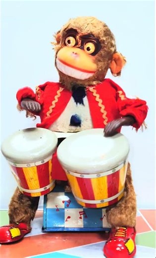 Alps Bongo Monkey Drummer Modern History Collection 1960s Vintage Tin Toy Wind-up & Battery Operated