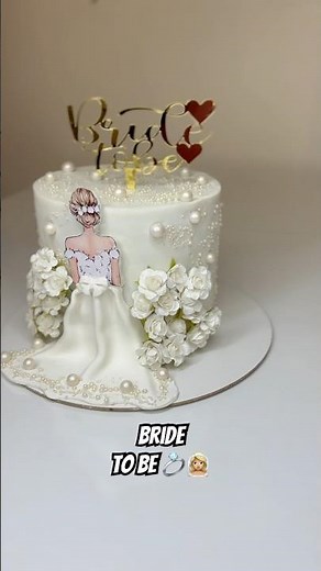 Elegant White Bachelorette Cake | Bride to Be Wedding Cake Idea