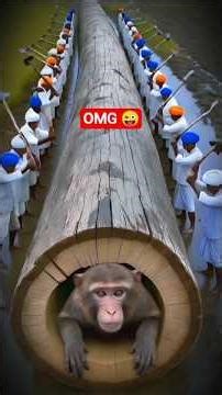 Monkey Stuck Inside Giant Log | Emotional Rescue Video 4K HD Ultra #shorts #animals