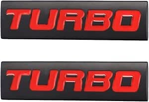 2 Pcs Turbo Emblem 3D Metal Badge Car Hood Truck Door Side Fender Rear Trunk Emblem Sticker Decals for Universal Decoration Accessories (Black Red), CRTB2