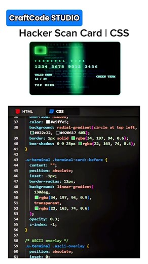 Hacker Scan Card | CSS | CraftCode STUDIO #coding #craftcodestudio #frontend #webdevelopnent #html