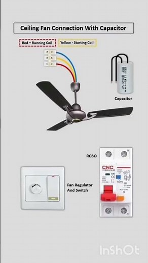 Ceiling Fan Capacitor, Switch, and Regulator Connection#shortvideo