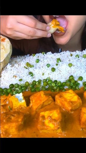 ASMR: Eating Paneer tikka masala with fried rice eating challenge 😍 puri and fried rice Mukbang 😋
