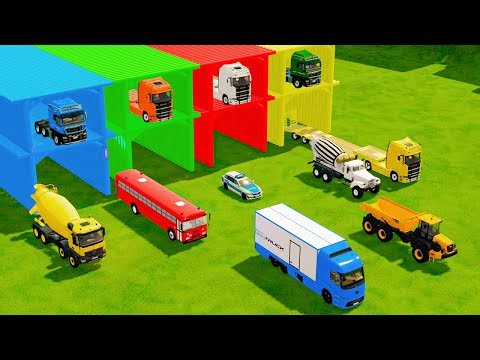 TRANSPORTING ALL POLICE CARS, RESCUE VEHICLES, EXCAVATORS & MINIBUS TO THE GARAGE | FS22