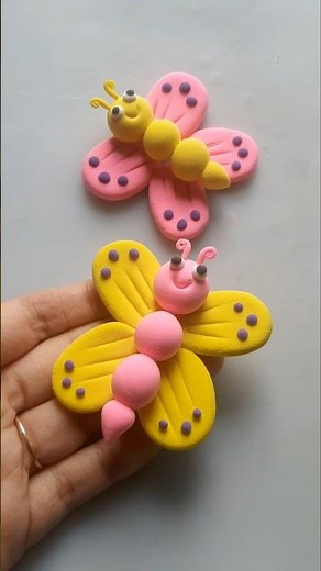 DIY idea 💞 How to make easily butterfly 🦋 with Super clay #trend​ #clay​ #music​ #funny​ #clay​