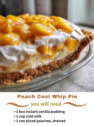 Peach Cool Whip Pie Ingredients 1 box (3.4 oz) instant vanilla pudding mix 1 cup cold milk 1 container (8 oz) Cool Whip, thawed 1 can (15 oz) sliced peaches, drained and chopped 1 prepared graham cracker crust (9-inch) .... See more 👇 | Tasty American Kitchen