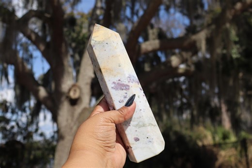 Ocean Jasper Tower – Polished Crystal Point, Healing Stone Decor - Etsy