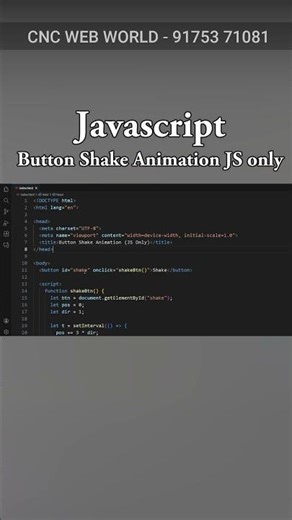 Javascript - Button Shake Animation JS only #frontendcourse #coding #computer