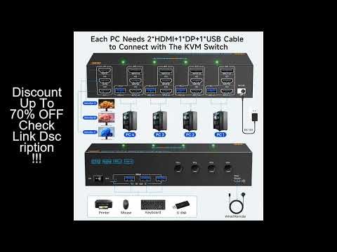KVM Switch 3 Monitors 4 Computers 4K@60Hz 4K144Hz 8K260Hz,USB 3.0 HDMI Displayport KVM Switch Triple