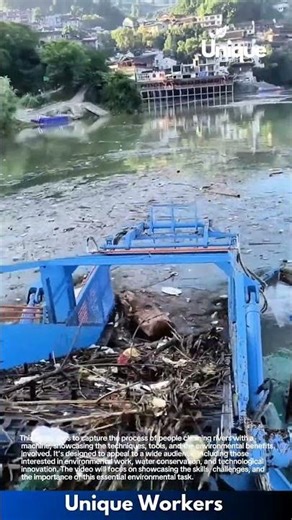 River Cleaning Machine at Work: Removing Floating Trash and Waste from Water