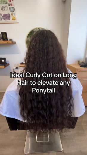 Ask for a Face-Framing Long Layered Cut to elevate your ponytail! The curls will have more movement and create more volume without compromising too much length and eliminating ‘heavy’ layers. In this video, I only showed some parts of the haircut- mainly how I cut the foundation. There are many ways to layer a haircut and to personalize face framing! #longcurlyhair #curlycut #haircut #hairtok #curlyhairstyles #losangelescurlspecialist #longcurlycut #wavyhair #lacurlspecialist #wavyhaircut #curlt