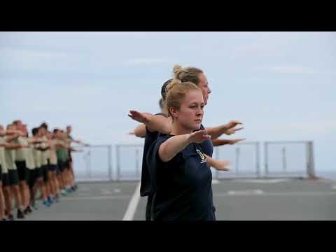 HMS Albion are NAVYfit | Flight deck physical training