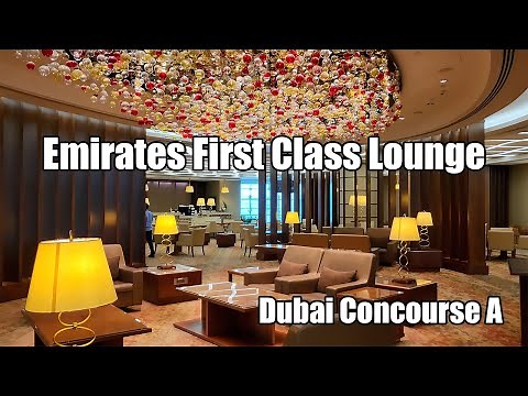 Emirates First Class Lounge Dubai Concourse A review 4k