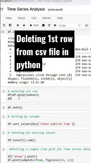 Deleting 1st row from csv file in Python #python #csv #dataanalytics