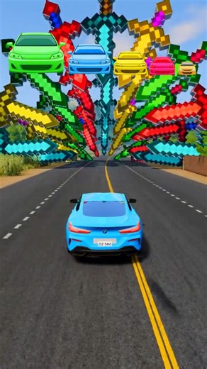 Big & Small Cars VS Minecraft Sword tunnel BeamNG.Drive Gameplay