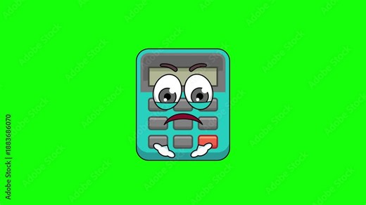 calculator character with expressions of irritation, anger, and contempt, face with Steam From Nose
