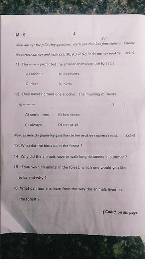7 class English sa-1 paper
