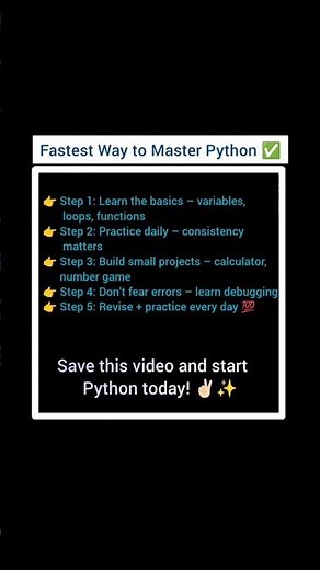 Fastest Way to Master Python 🚀 | Beginner Roadmap💯#python #pythonroadmap #youtubeshorts #viralshort✨
