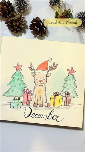December vibes,cute deer,Christmas tree and gifts