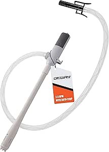 Deway Automatic Fuel Transfer Pump with Auto-Stop, AA Battery Powered, 39" Extra Long Hose, Portable Liquid Pump Transfers Gasoline, Water & More at 2.4 Gal/Minute