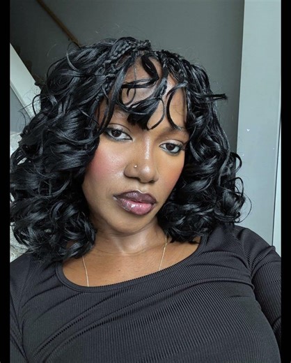 boho french curls with bangs #braids #hairstyle #shorts