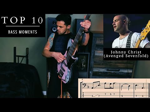 Top 10 Avenged Sevenfold Bass Moments (Johnny Christ) | w/ Play Along Tabs