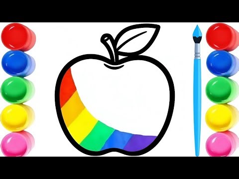 🍎 Apple Drawing & Coloring for Kids | Easy Step by Step | Cute Fruit Coloring for Children 🎨✨