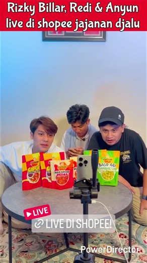 Rizky Billar ,Redi dan Anyun live di shopee jajanan djalu #lestikejora #rizkybillar #leslar