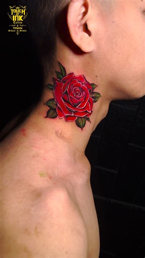 “Neck tattoos demand courage, and roses demand passion — together...