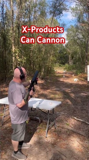 X-Products Can Cannon launching a Dr. Pepper can at a door.