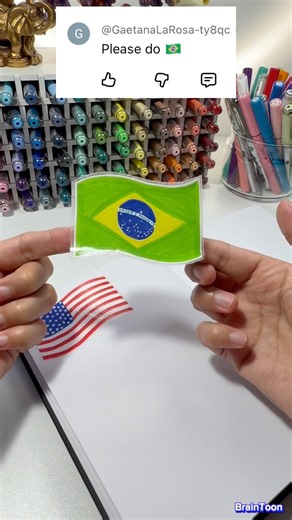 🇧🇷 Drawing the Brazil Flag You Requested! #emoji #brazil #art #diy #sticker #youtubeshorts