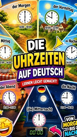 🕒 Tageszeiten auf Deutsch lernen | Morgen, Abend, Nacht & mehr | Deutsch A1 #learngerman #deutsch