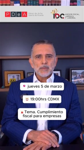 ¿Diriges una empresa? ¡Esto te interesa! Con la reforma fiscal hay una nueva contingencia que tienes que conocer y, más importante, prevenir. En un LIVE organizado con IDC Asesor Fiscal, Jurídico y Laboral, explicaré a detalle este tema. Aparta la fecha: 5 de marzo a las 19:00 hrs. La transmisión también será por zoom. Regístrate gratis aquí:https://bit.ly/4cbi5H8 | IDConline