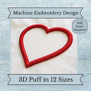 3D Puff Embroidery Design - 12 Sizes - Instant Download Design - Embroidery Foam - Etsy