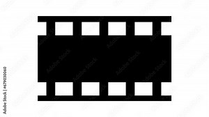 Animated Film reel film tape moving motion graphic in 4K greenscreen background. Reel icon animation. Horizontal Film strip icon film frame animation in UHD. Stock Video