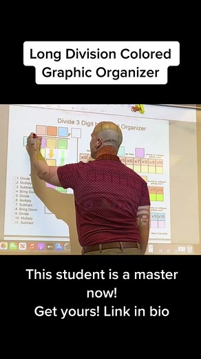 One of my students walks me through long division since she’s a master now. #longdivision #graphicorganizer #teacherlife #teachersoftiktok #division #teaching #specialed #learningsupport