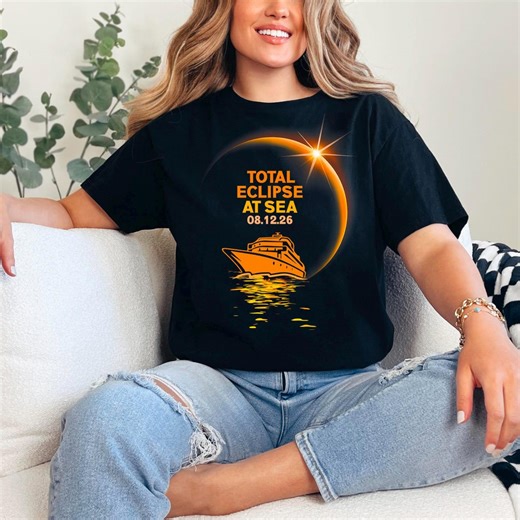 Solar Eclipse 2026 Cruise Shirt: Total Eclipse at Sea Astronomy Tee - Etsy