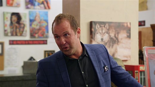 Rick keeps his cool when appraising this rare poster of Superman painted by Andy Warhol, in this scene from Season 18, "Rocket Man." #PawnStars | Pawn Stars on History
