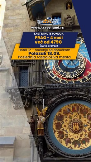 🌉 PRAG – LAST MINUTE PONUDA već od 479€ 🏰 Prag blista u svojoj raskoši – čarobna prestonica u kojoj istorija šapuće kroz svaku uličicu, a romantična atmosfera obavija reku Vltavu. Uživajte u najlepšem srednjevekovnom jezgru Evrope, gotičkim katedralama, baroknim trgovima i večernjim šetnjama Karlovim mostom – Prag je mesto koje se pamti zauvek. 🌉 ✈️ Avionski polazak iz Beograd 18.09. 🏨 Hotel 3* sa doručkom 📅 Aranžman: 5 dana / 4 noći 💶 Last minute cena: 479€ (sniženo sa 559€) 🌟 Fakultativ