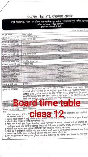 board time table class 12