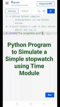 python program to simulate a simple stopwatch using time Module #correctcoding #python #viralshort