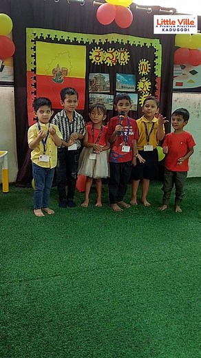 ✨ Karnataka Rajyotsava Celebration at Little Ville ,Kadugodi ✨ Our little ones celebrated Karnataka Rajyotsava with great pride and enthusiasm! 💛❤ We were honoured to have police officers from our community join us and inspire the children with their words on discipline, patriotism, and respect for our state. 🚓 | Little Ville - Kadugodi