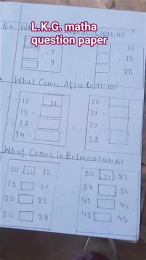 L.k.g matha question paper 📜