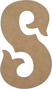 9" Wooden Carnival Letter S Unfinished, Circus Font, Craft Cutout on 1-8" MDF