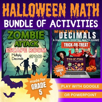 Halloween Multiplying Decimals for Grade 5 | Trick or Treat Escape Room Games