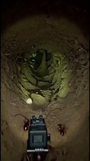 POV: Camera Mounted on a Leafcutter Ant Entering Its Underground Colony