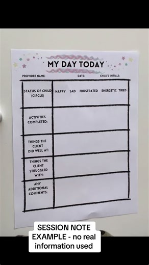 SESSION NOTE EXAMPLE! Digital download only 1$. Great to give to client’s care givers. #sessionnotes #aba #daycare #rbt #bcba #specialeducationteacher #daycareteacher #teachers #teacher #aba #therapy