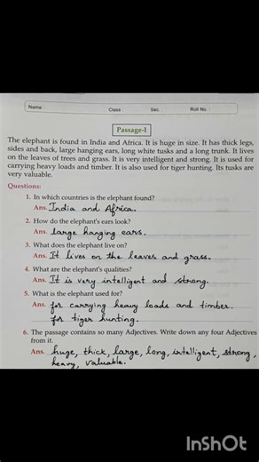 Comprehension-- Unseen passage.