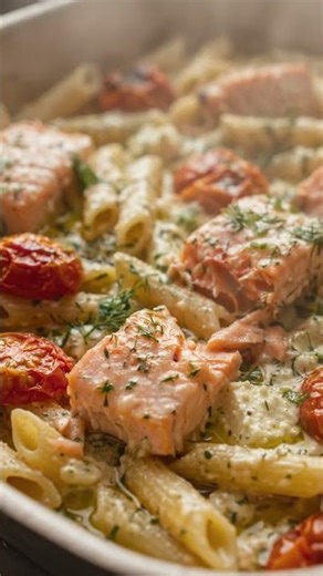 Baked Feta Salmon Pasta 🧀✨